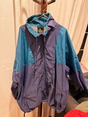 90’s Vintage USA Olympics Blue & Teal Colorblock Windbreaker